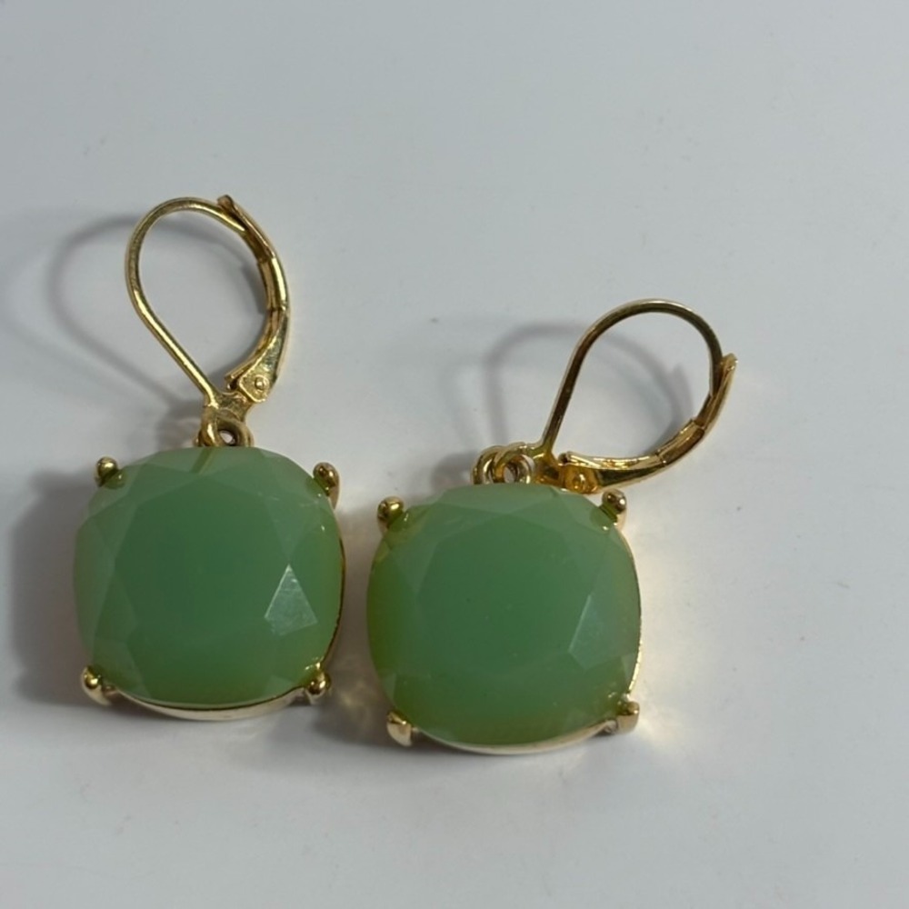 Earring Green Stone Joan Rivers Classic Collection Square Cushion Cut - Picture 2 of 8